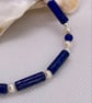 Lapis Lazuli, Pearl and Silver bracelet - Image 3