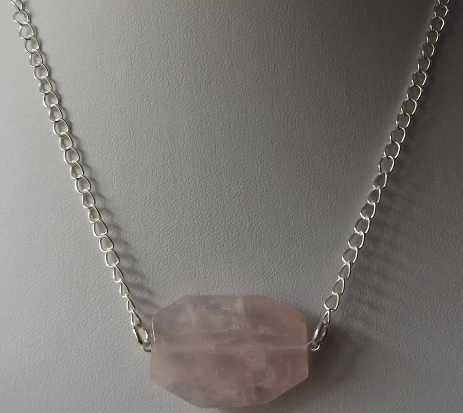 Rose quartz necklace with 18" length