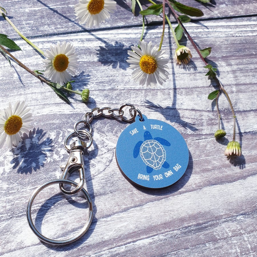 Save A Turtle, Bring Your Own Bag Keyring