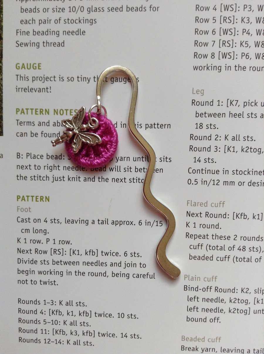 Bookmark with Cerise Dorset Button and Fairy Charm