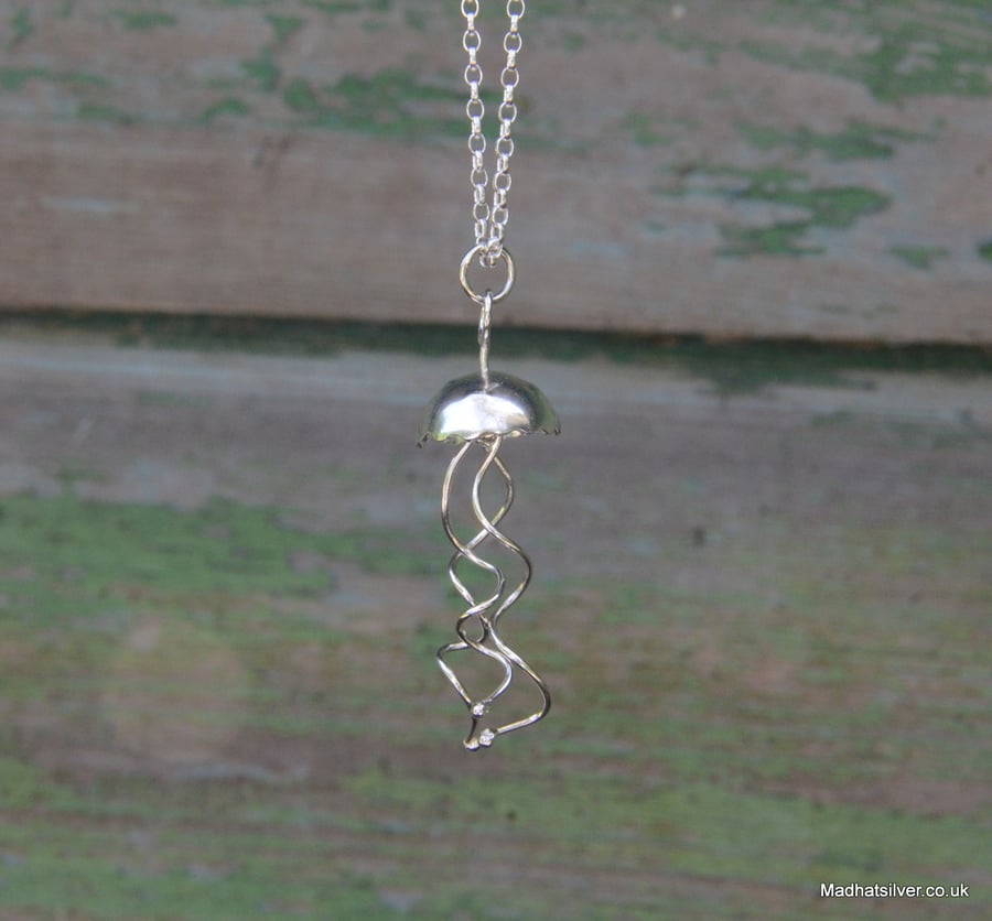 Silver jellyfish pendant