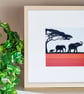 Elephant Family Framed Print Graphic Modern Abstract Picture Wall Art Picture    - Image 1