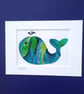 A multicoloured batik 'Whale' fabric picture - 7x5 inches including mount - Image 4