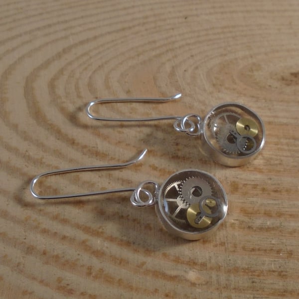 Sterling Silver Cog Earrings