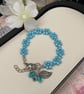 Cyan Blue Crystal Flower charm bracelet, boho bracelet, gift for her, delicate  - Image 7