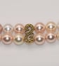 Double Strand Shell Pearl Choker Blush Pink Cream Ivory Gold Scroll Connector - Image 8