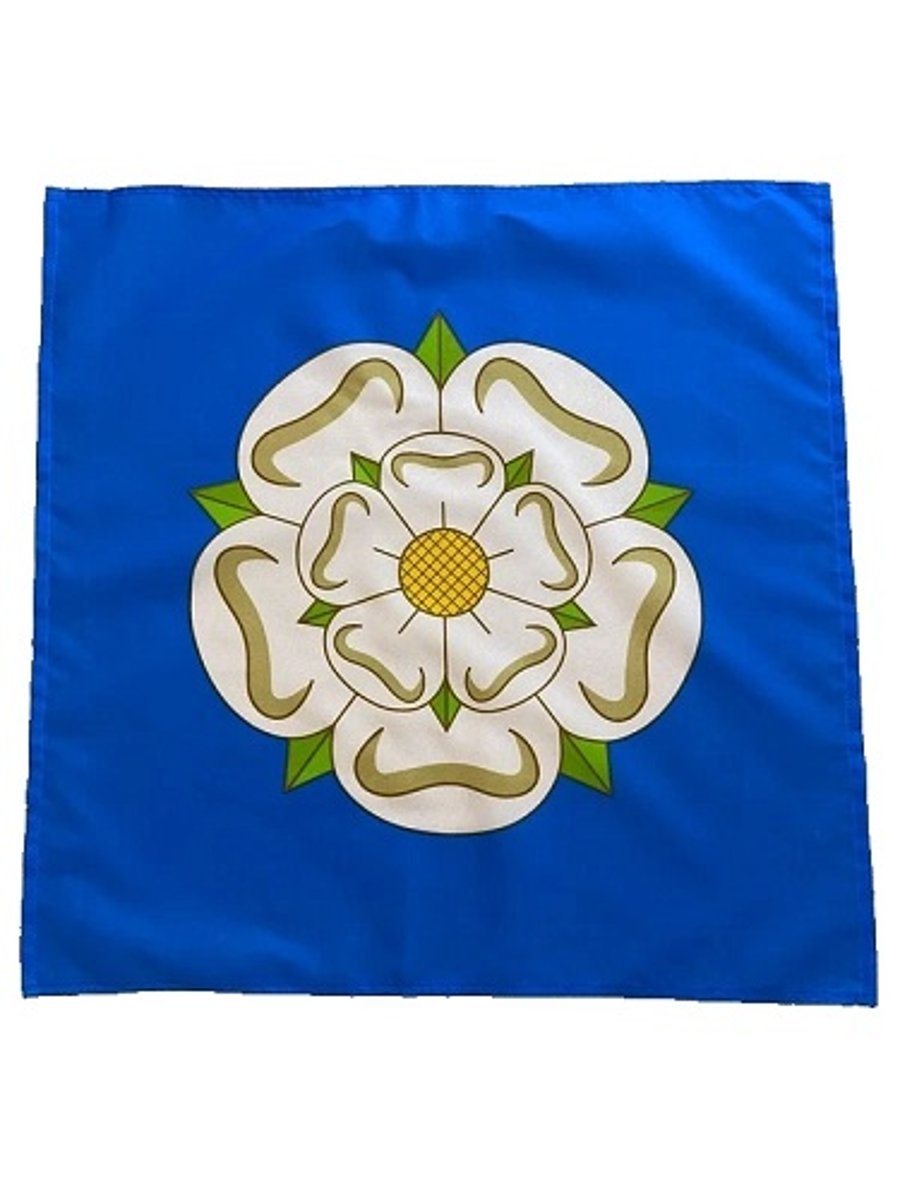 23" x 23" (59 x 59 cm) Yorkshire White Rose New County Flag Bandana Head Scarf