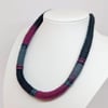 Felted cord necklace - shades of dark duck egg and magenta