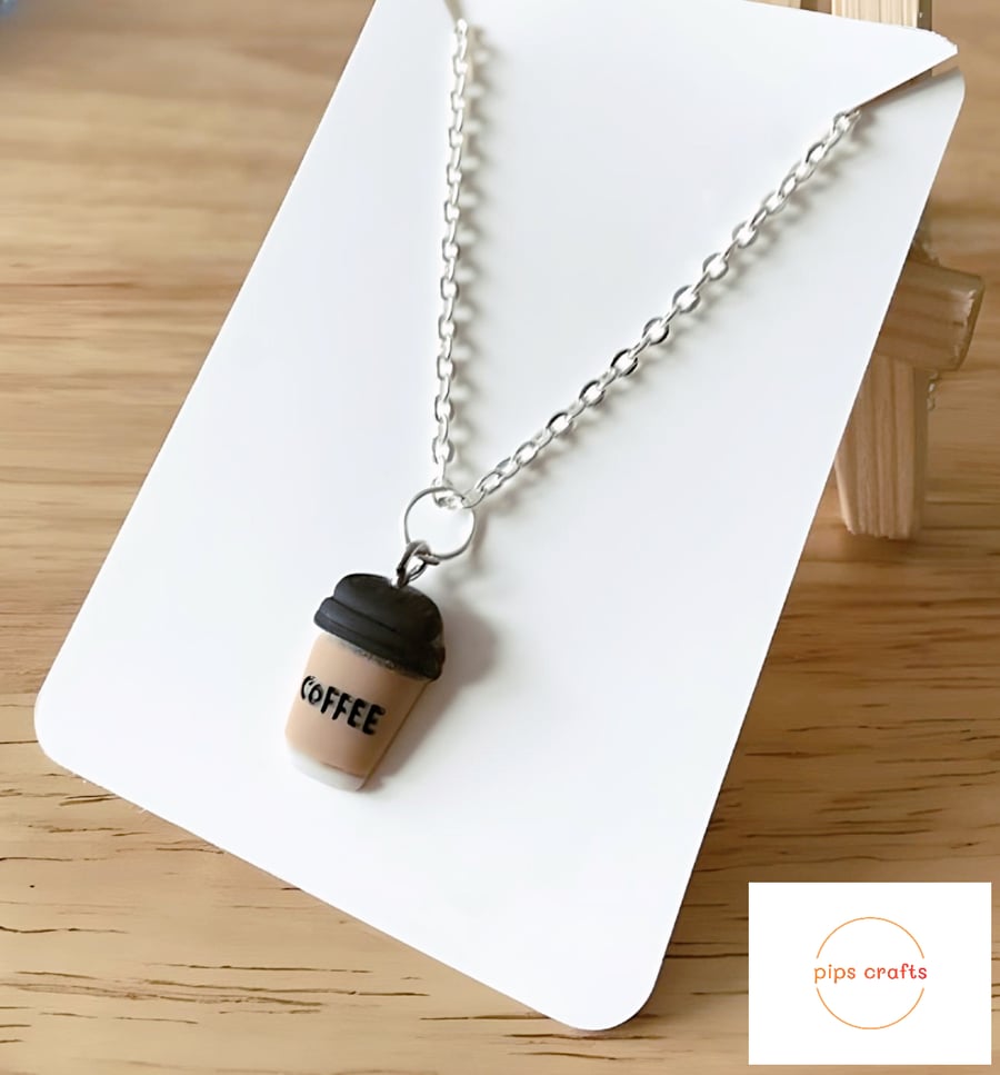 Quirky Coffee Cup Necklace, 18 Inch Chain, Fun Handmade Jewellery