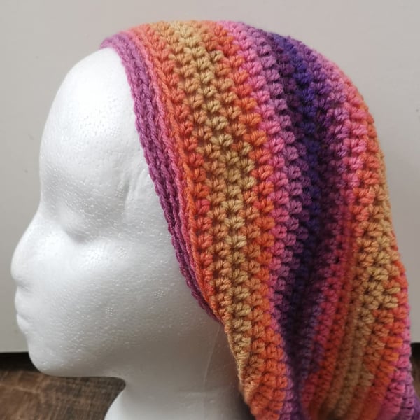 Slouchy beanie great for thicker hair, dreads etc 