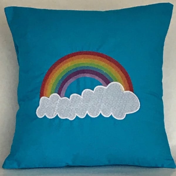 Rainbow Embroidered Cushion Cover