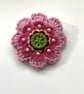 Crochet, Felt and Dorset Button Flower Brooch