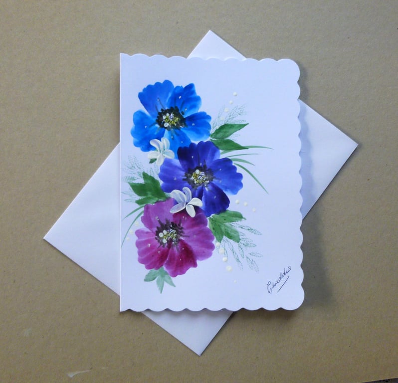 original hand painted blank greetings card, ( refFA53 J4 )