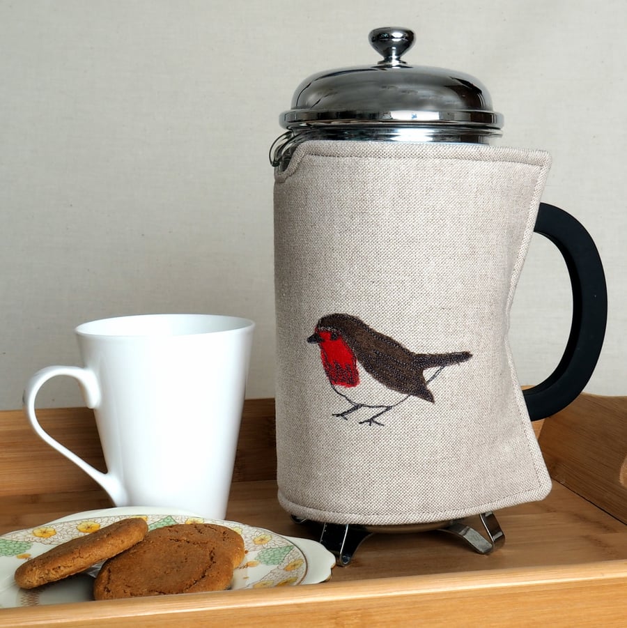 Cafetiere Cosy 8 Cup Robin Bird Nature Wildlife Christmas Gift