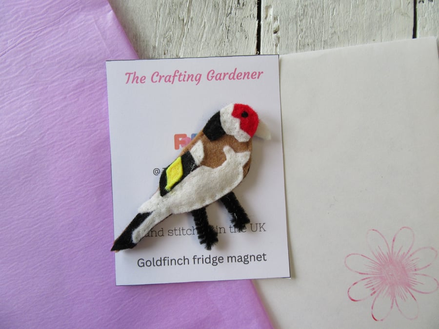 Goldfinch fridge magnet, bird watchers gift, gift for him, bird magnets, 