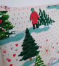 Christmas zipped purse - retro winter woods scene - kid, fir tree, hearts, swan  - Image 2