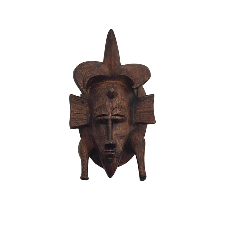African Senufo mask fridgemagnet, 3d printed tribal art, hand pained wood effect
