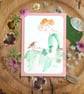 Prints, hand printed . Girl and Bird  - Image 5