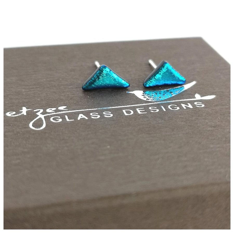 turquoise triangle earrings - extra small