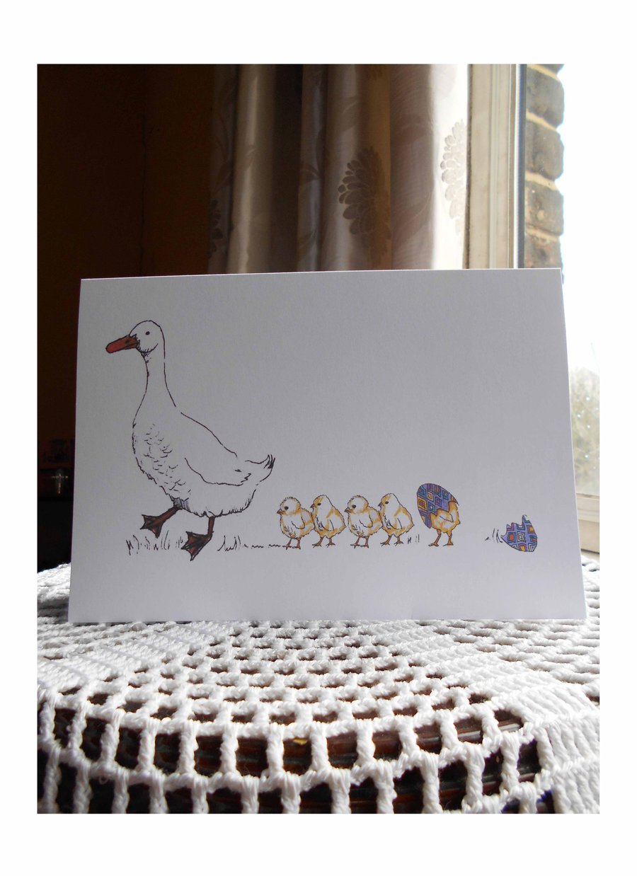 Pack of 4 Duck and Chicks Easter Greetings Cards