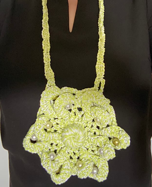 Large crochet pendant necklace , large jewellery.