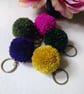 Wool Pompom Keyring, 5cm, Fluffy Pompom Plush Keychain, Stocking Filler. - Image 1