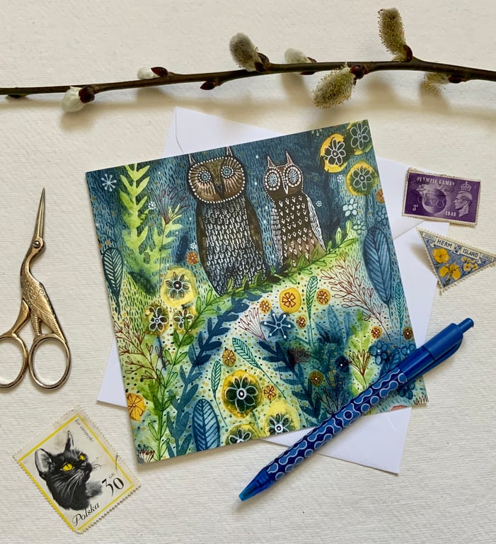 Twit Twoo, blank greetings card 