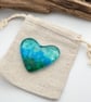 Shades of Blue and Green Fused Glass Heart