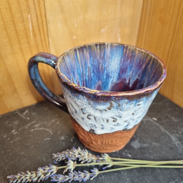 Handmade Terracotta Mug, Large Pottery Mug,  Fabulously Individual and Colourful