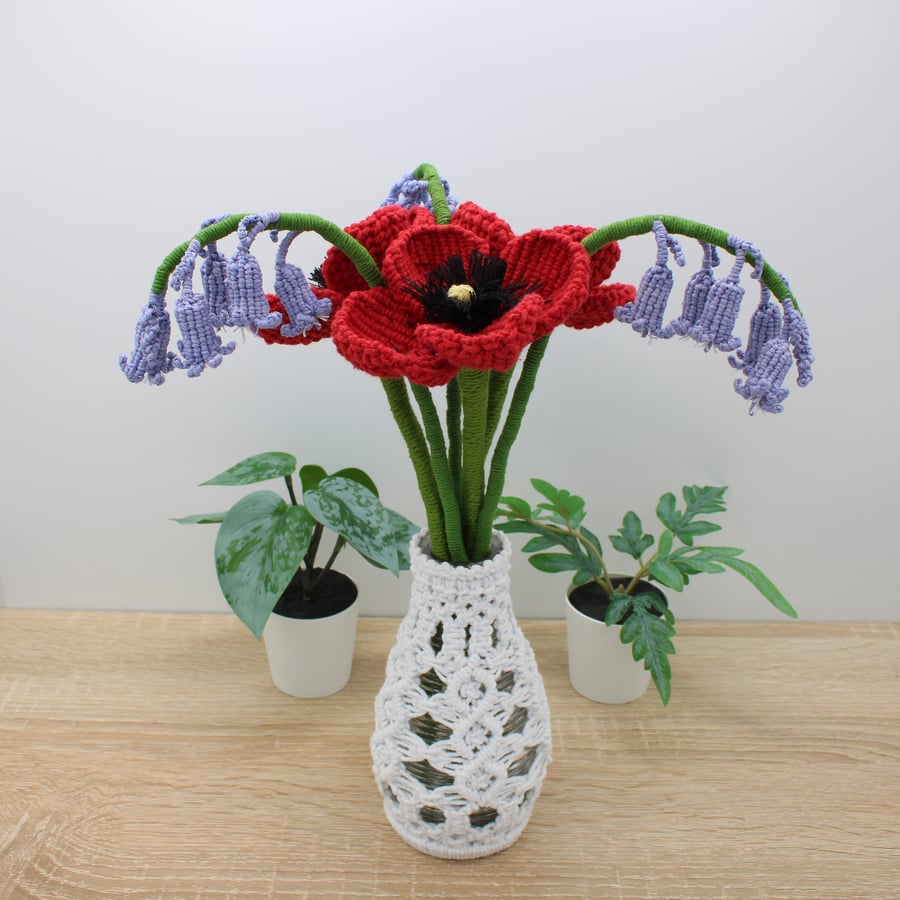Macrame Bluebells, single stem bluebell, Spring flower