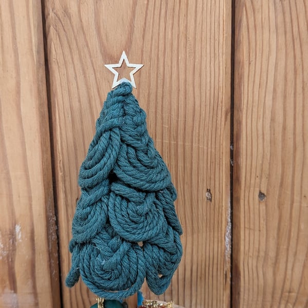Mini rustic Macrame Christmas Tree - dark green