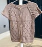 Hand-Knitted Baby Sleeveless Vest Eyelet Lace – Taupe Mink (12-18m)