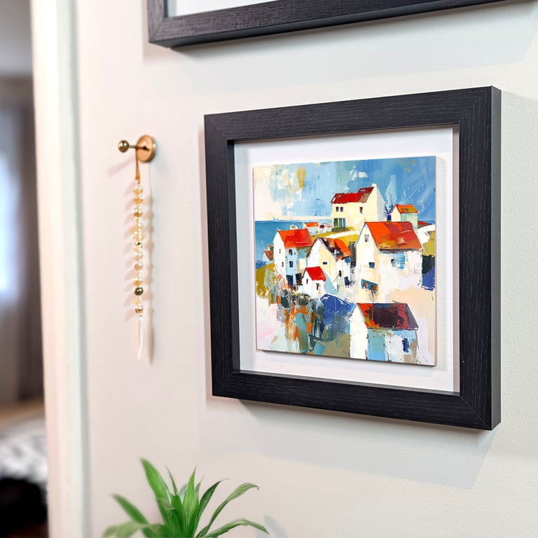 Coastal Village Ceramic Tile Art - Impressionist Coastal Wall Art - Home Decor