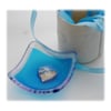 Earring Ring Dish Fused Glass 7cm Aqua Deep Heart Dichroic