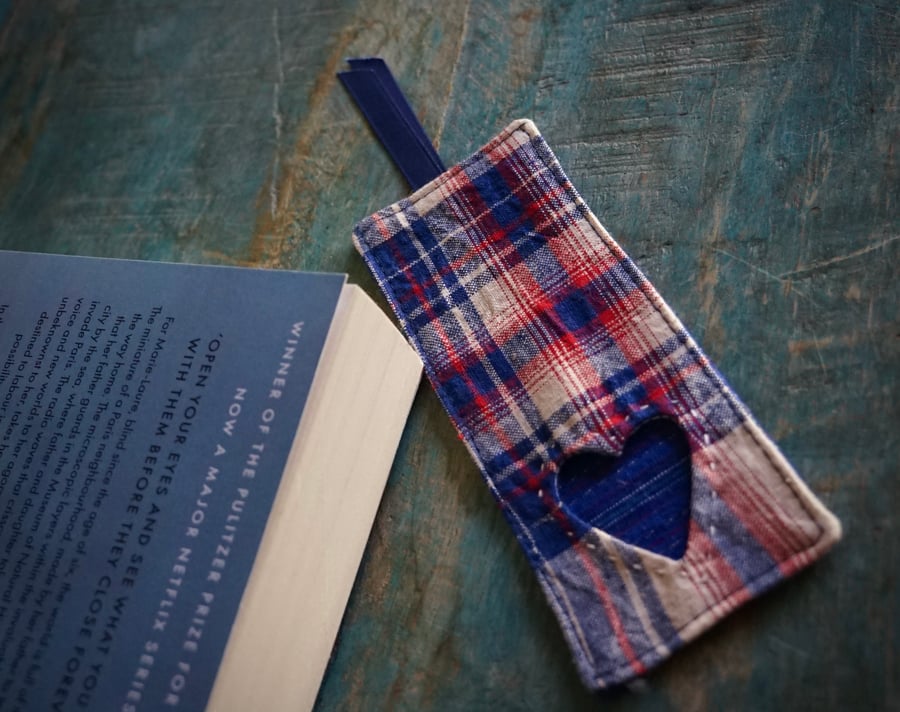 Vintage Fabric Bookmark Handmade Bookmark Gift with Heart