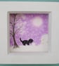 Cat Christmas Picture, Framed Snow Art Print, Kitten Daughter Gift, Black Cat - Image 1