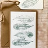 Watercolour primrose leaf blank card
