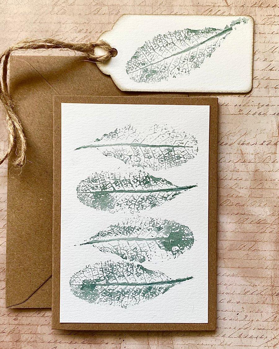 Watercolour primrose leaf blank card