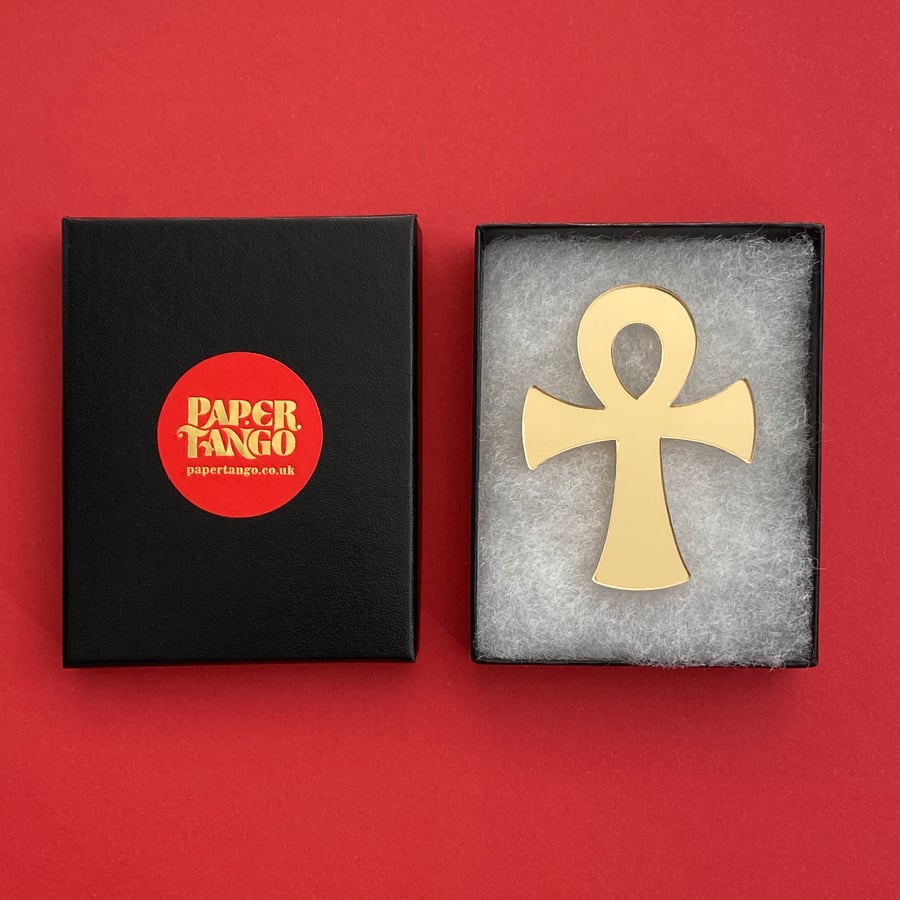 Ank large gold mirror acrylic brooch