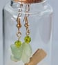 Bowenite & Olive Crystal Message in a bottle Earrings - Image 3