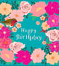Secret Garden Handmade Floral Birthday Card with Robin - Image 1