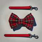 Red Tartan Handmade Dog Bow Tie 