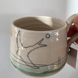 Ceramic handmade Cup - Swift mustard moon