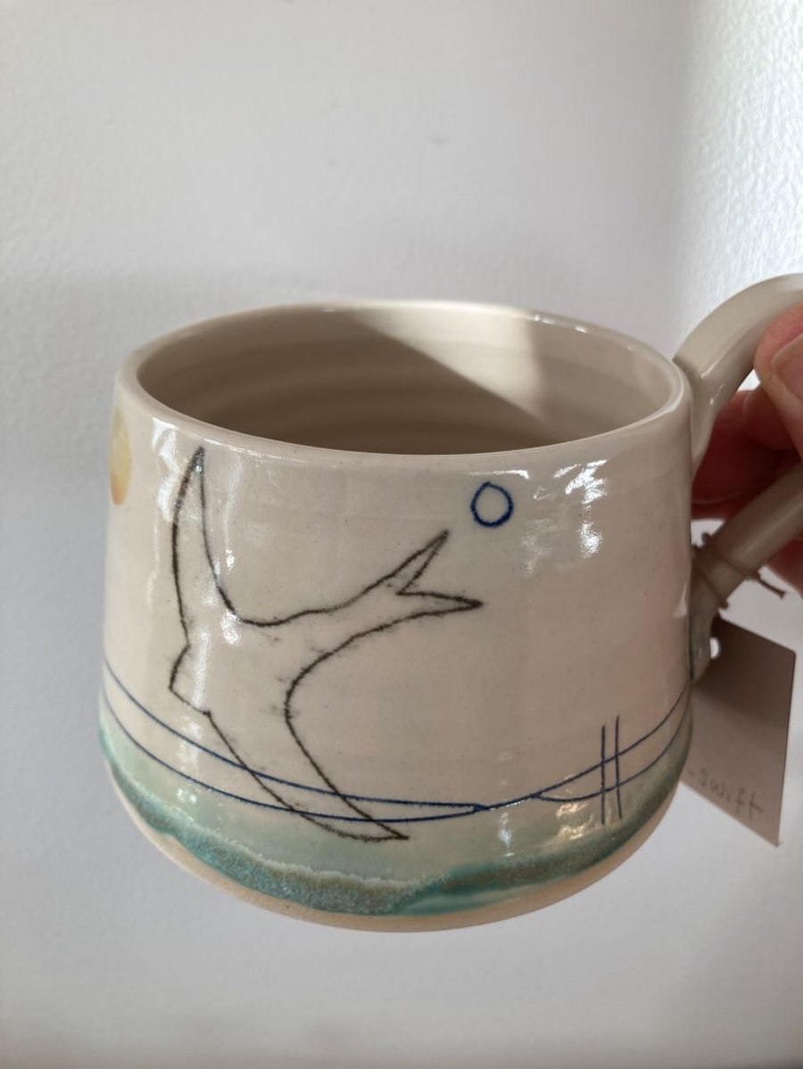 Ceramic handmade Cup - Swift mustard moon
