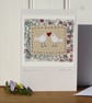 Two Little Doves hand-stitched miniature textile on card, anniversary, wedding.. - Image 2