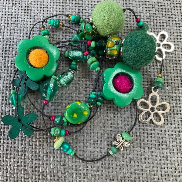 “Malachite” lariat necklace