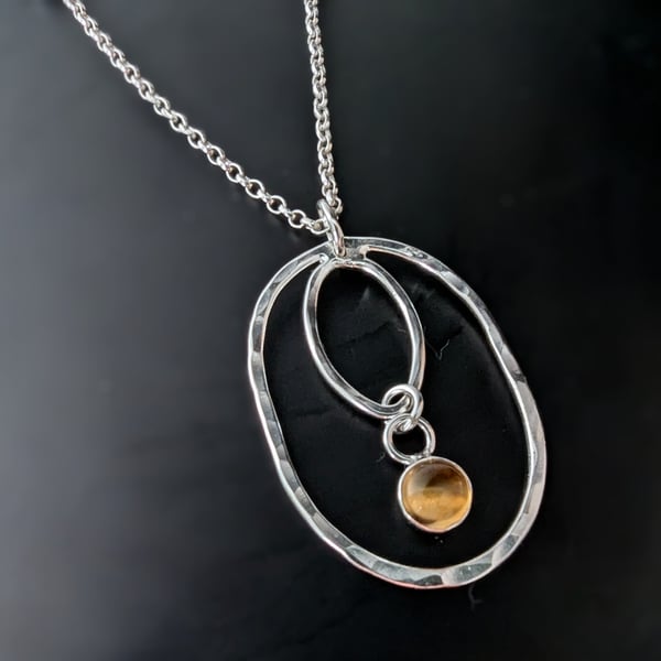 STERLING SILVER Oval Citrine pendant, Handmade Urban Jewellery 