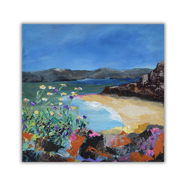 An original acrylic painting - Scottish coastline  - beach - ready to hang