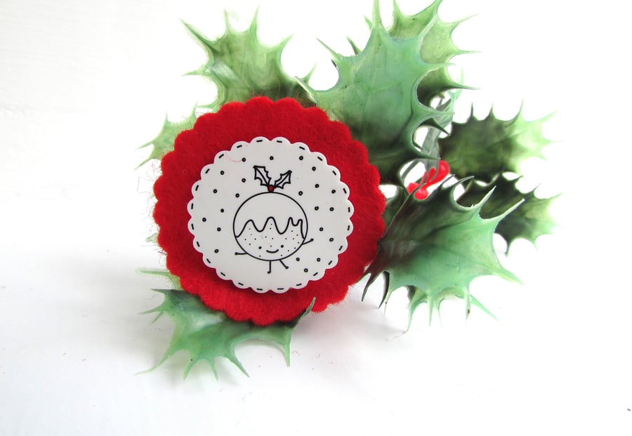 Christmas pudding - handmade christmas brooch