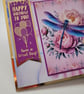 Niece Birthday Card - Dragonfly Floral Peony Handmade Card - Image 3